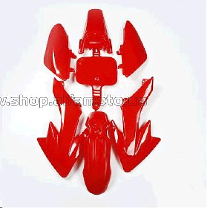 Пластик Питбайк (комплект) (7 шт) Красный Honda CRF70/KAYO CRAZY CAT 140сс/GEON X-PIT JPX