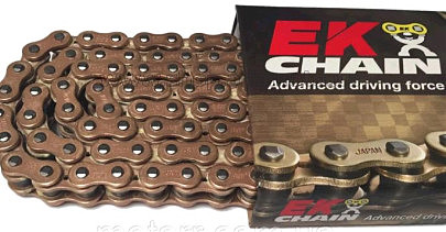 Цепь трансмиссии 520HV-124L O-Ring Kawasaki ZZR250, Yamaha R1, Dirt Bike, ATV (желтая ,сальниковая) KOMATCU