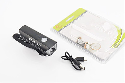 Фонарь передний 1 диод, Li-ion 3.7V 1800mAh зарядка от USB, влагозащитный, чёрный JY-7203