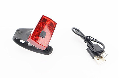 Фонарь задний 1 диод, Li-ion 3.7V 300mAh зарядка от USB, влагозащитный, стоп сигналом JY-6115T