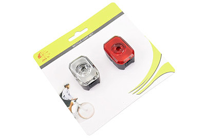 Фонарь передний 1 диод+задний 1 диод, Li-ion 3.7V 240mAh зарядка от USB, влагозащитные к-кт, JY-6252
