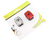 Фонарь передний 1 диод+задний 1 диод, Li-ion 3.7V 240mAh зарядка от USB, влагозащитные к-кт, JY-6252