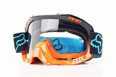 Очки кроссовые/эндуро/АТV, черно-оранжевые (прозрачное стекло)