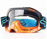 Очки кроссовые/эндуро/АТV, черно-оранжевые (прозрачное стекло)