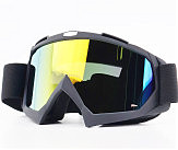 Очки кроссовые, черные (зеркальное желтое стекло)