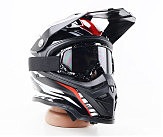 Очки кроссовые, черные с белыми точками (затемненное стекло)