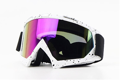 Очки кроссовые, белые с черными точками (хамелеон стекло)