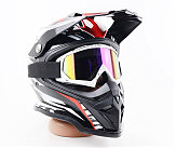 Очки кроссовые, белые с черными точками (хамелеон стекло)