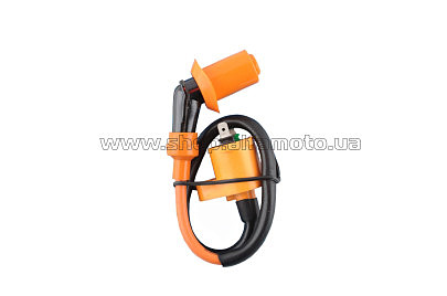 Катушка зажигания (тюнинг) 4T GY6 50-150, Honda DIO (оранжевая, +насвечник) (TM) EVO