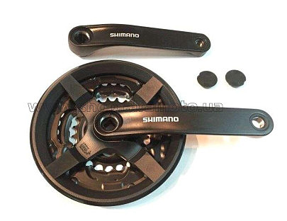 Звезды велосипедные (передние) 24/34/42T (+2 шатуна L- 170mm, квадрат, черные, алюминий, с защитой) (FC-TY301) (SHMN) FM