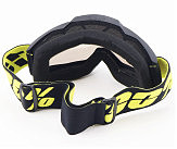 Окуляри кросові/ендуро/АТV, чорні з жовтим ремінцем (дзеркальне скло)