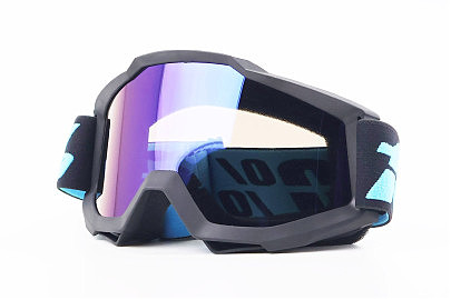 Очки кроссовые/эндуро/АТV, черные  (зеркальное голубое стекло)