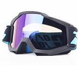 Очки кроссовые/эндуро/АТV, черные  (зеркальное голубое стекло)