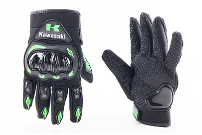 Перчатки мотоциклетные XL-Чёрно-Салатовые