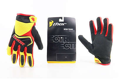 Перчатки мотоциклетные XL-Чёрно-Красные-Жёлтый