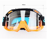 Окуляри кросові/ендуро/АТV, чорно-помаранчеві (прозоре скло)