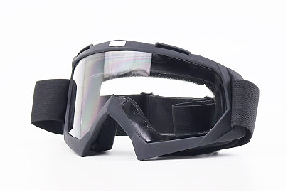 Очки кроссовые, черные (прозрачное стекло)