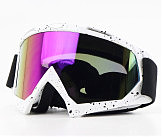 Очки кроссовые, белые с черными точками (хамелеон стекло)