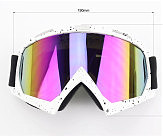 Очки кроссовые, белые с черными точками (хамелеон стекло)