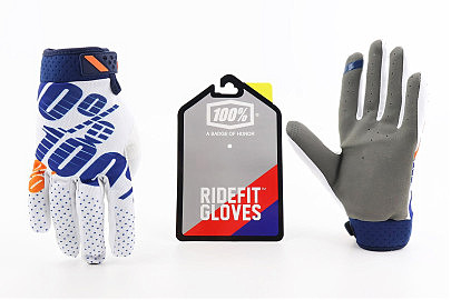 Перчатки XL с силиконовыми вставками, бело-синие, НЕ оригинал