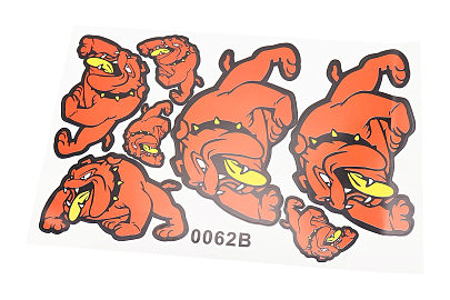 Наклейки набор 7шт "Бульдог" белые 0062 (28х19см)