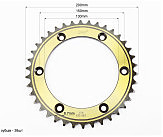 Звезда задняя 520-38T - d=130; 6отв.*150mm 