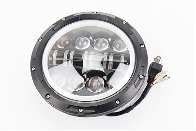 Фары круглой передняя часть с ободком "ангельский глаз" универсальная 16-LED, d-180mm, МОТО TUNING