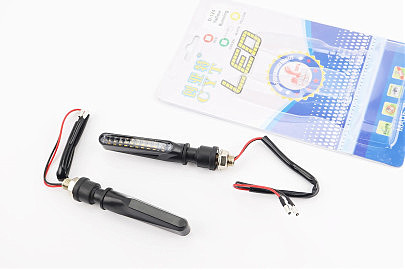 Поворот діодний на гнучкій ніжці LED ТОНКИЙ "секвентальний", 2шт