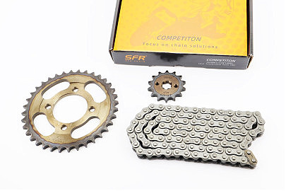 Звезды, цепь к-кт JH &mdash; 428-108L+36T+14T (в коробке) "каленая"