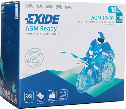 Аккумулятор залитый и заряженный AGM 10Ah 150A EXIDE SLA12-10 = AGM12-10 150x87x130