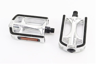 Педали велосипедные   9/16 (113x71x25mm) алюминиевые, серебристо-чёрные NWL-266 BBC