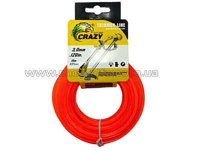 Леска мотокосы   ?3,0mm, 15 метров   (звезда, красная) AZT