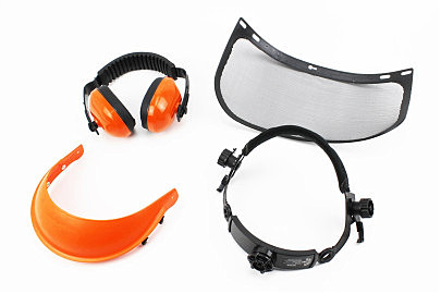 Маска (щиток) защитная "сетка" M-6001 + наушники защитные (снижение уровня шума (SNR) в среднем на 25дБ)