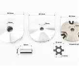 Варіатор передній к-кт Yamaha JOG 50 (під вал 13мм) + втулка, крильчатка, хрест