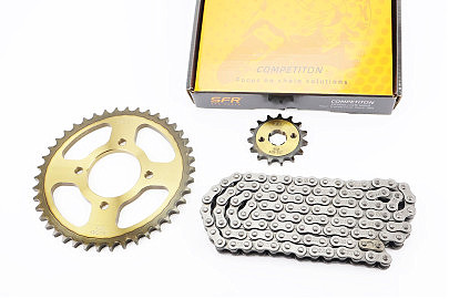 Звезды, цепь к-кт ZS125J-428H-116L+42T+15T "каленая" (в коробке)