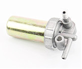 Кран топливный + фильтр в металлическом корпусе (вход/выход в сторону)