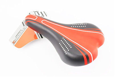 Сидіння MTB 260x150мм, чорно-червоне GW605B