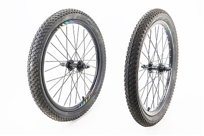 Колеса 20" переднее+заднее, з шинами WANDA, Disk-brake, обод алюм., втулка 14Gx28H, под вольнобег, крепл. гайка