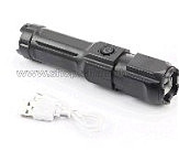 Фонарь 1 диод 240 lumen ручной, Li-ion 3.7V 5200mAh зарядка от USB, влагозащитный, черный F15-T   OEM