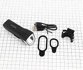 Фонарь передний 1 диод 110 lumen, Li-ion 3.7V 1300mAh зарядка от USB, влагозащитный, чёрный JY-7057