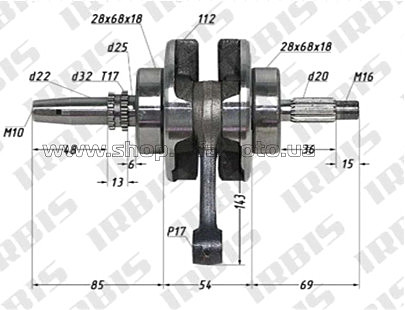 Коленвал 4T CB250 (169FMM) (под баланс вал) SUNY