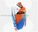 Футболка   (Джерси) мужская L-(Polyester 100%), длинные рукава, свободный крой, бело-оранжево-синяя