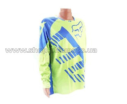 Футболка   (Джерси) мужская L-(Polyester 100%), длинные рукава, свободный крой, салатово-синяя