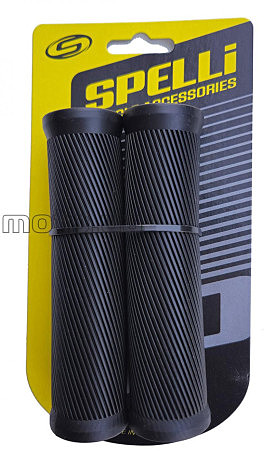 Грипсы (ручки руля)   SPELLI  SBG-6703 Черные, прямые, 2-х фактурные, резина-каучук, длина 125 мм BD