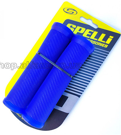 Грипсы (ручки руля)   SPELLI  SBG-6703 Синие, прямые, 2-х фактурные, резина-каучук, длина 125 мм BD