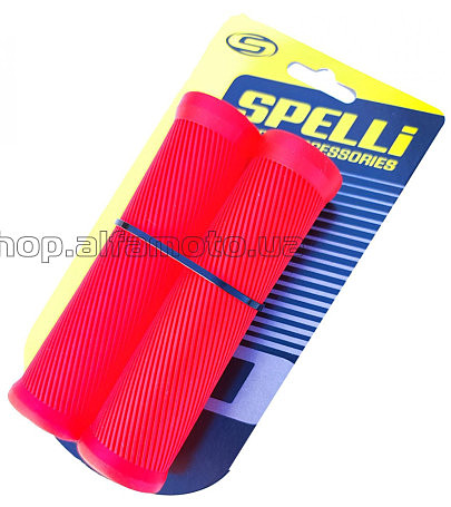 Грипсы (ручки руля)   SPELLI  SBG-6703 Красные, прямые, 2-х фактурные, резина-каучук, длина 125 мм BD