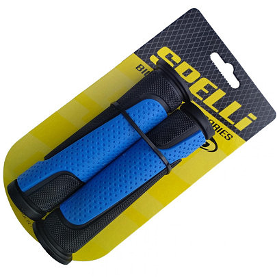 Грипсы (ручки руля)   SPELLI  SBG-6708L черно/синие, прямые, 2-х фактурные, резина-каучук, длина 127 мм BD