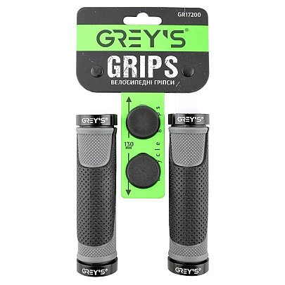 Грипсы (ручки руля)   Greys GR17200 прямые, Черно/Серые, алюминиевый зажим 2 шт, заглушки, длина 130 мм BD