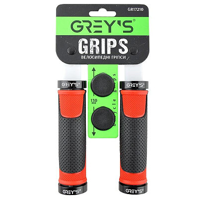 Грипсы (ручки руля)   Greys GR17210 прямые, Черно/Красные, алюминиевый зажим 2 шт, заглушки, длина 130 мм BD
