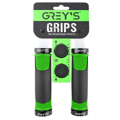 Грипсы (ручки руля)   Greys GR17220 прямые, Черно/Зеленые, алюминиевый зажим 2 шт, заглушки, длина 130 мм BD